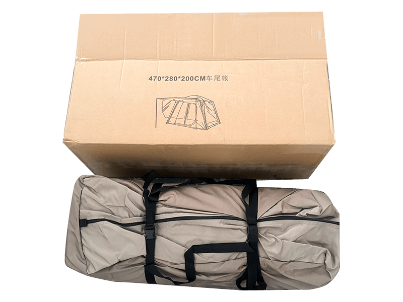 আউটডোর ক্যাম্পিং ডাবল-লেয়ার তাঁবু যা একটি যানবাহনের পিছনে সংযোগ করে